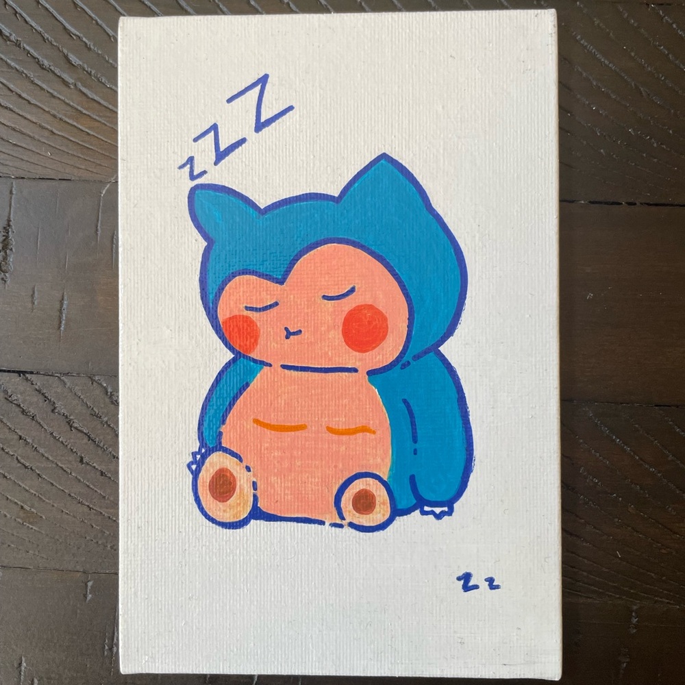 Blue and Orange Sleeping Creature Canvas Art